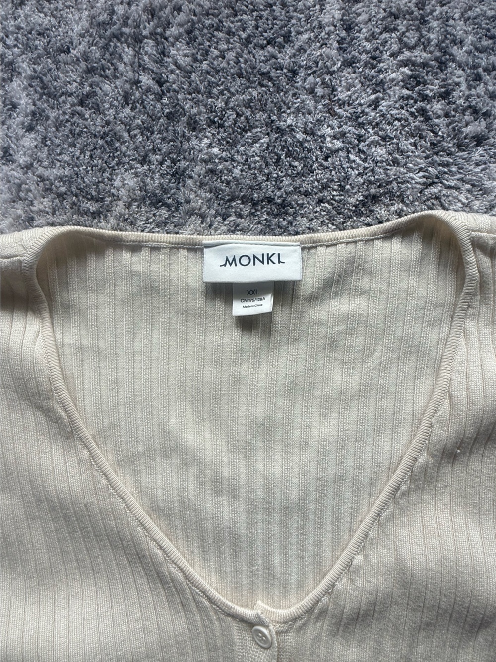 Monki Cream Button-Front Ribbed Maxi Dress - Picture 3 of 3